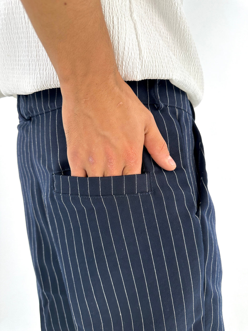 Pinstriped Pants - Navy Blue