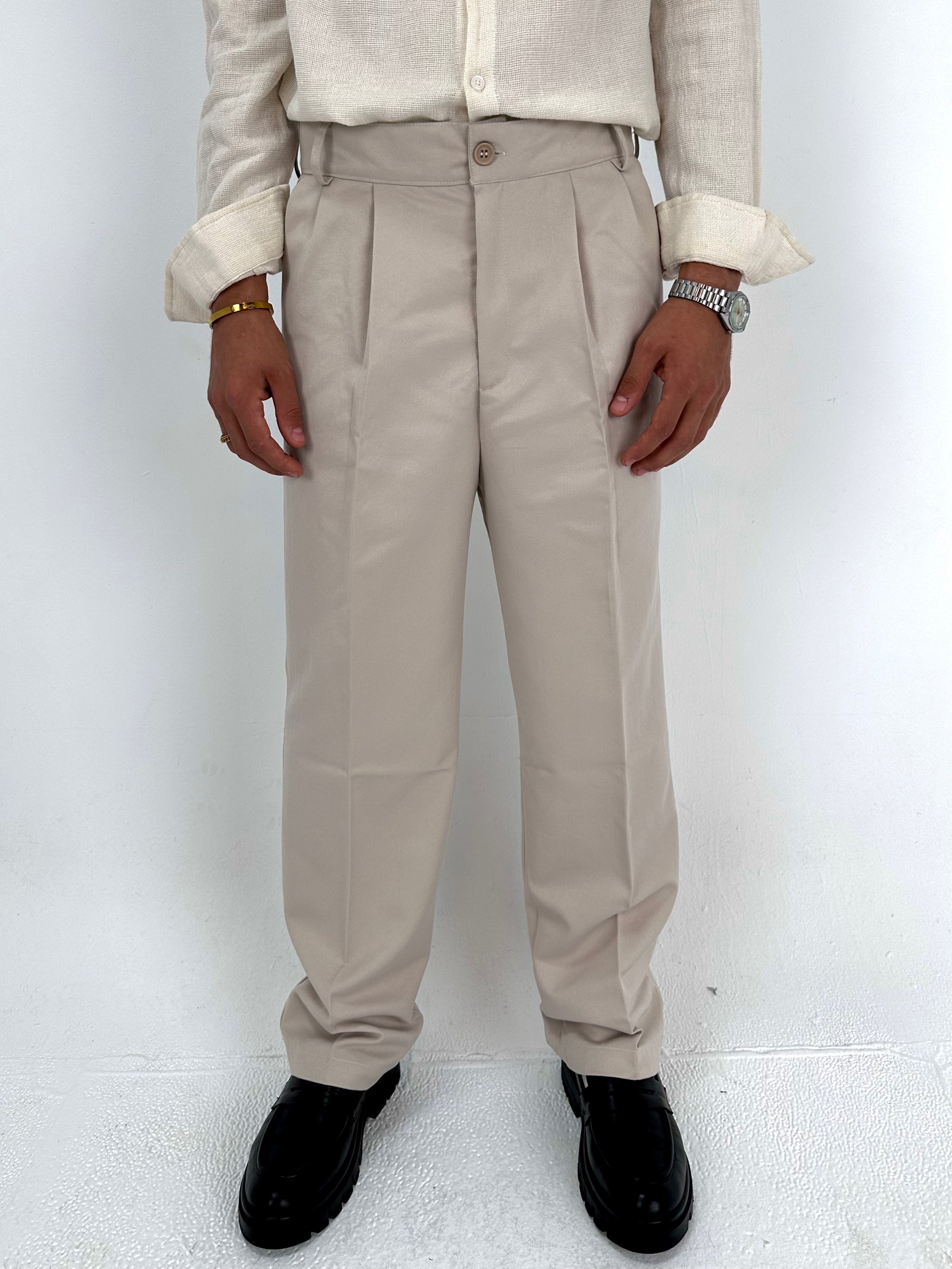 Classic Tailored Trousers – Beige