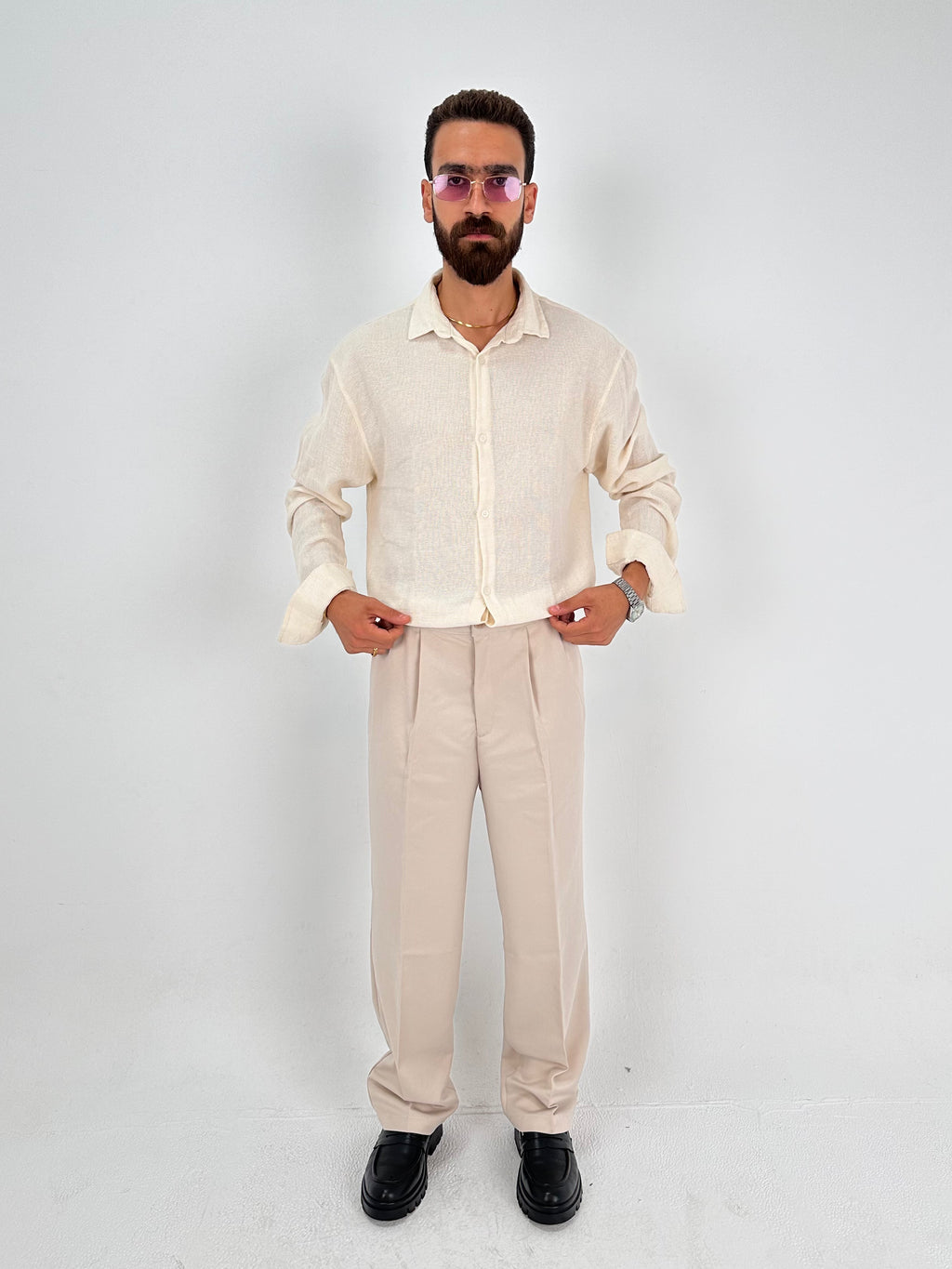 Classic Tailored Trousers – Beige