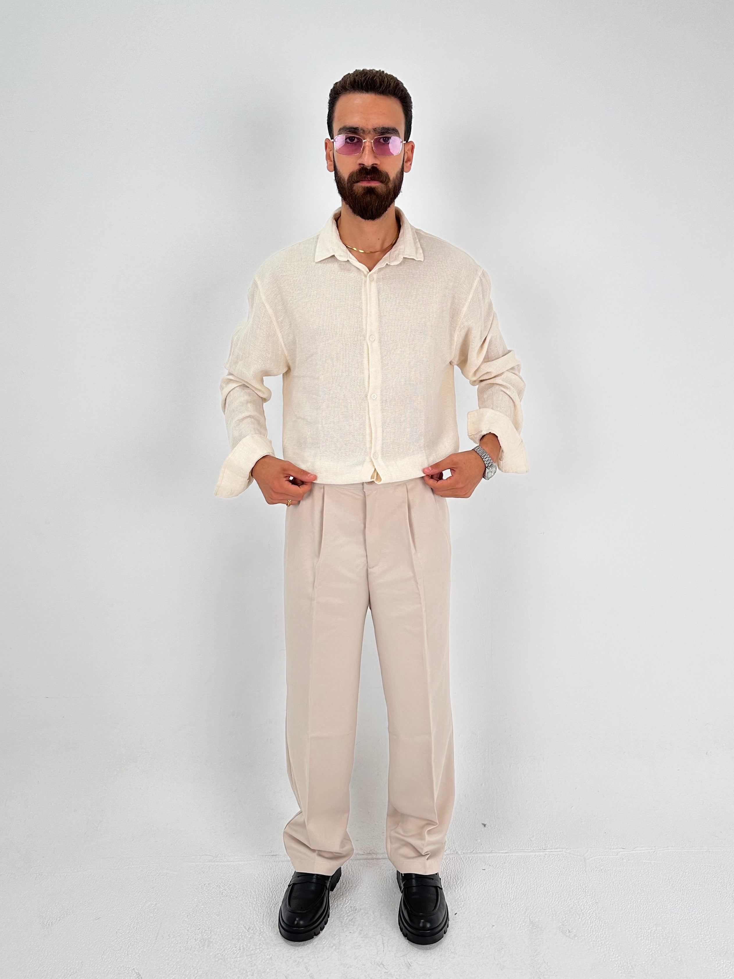 Classic Tailored Trousers – Beige