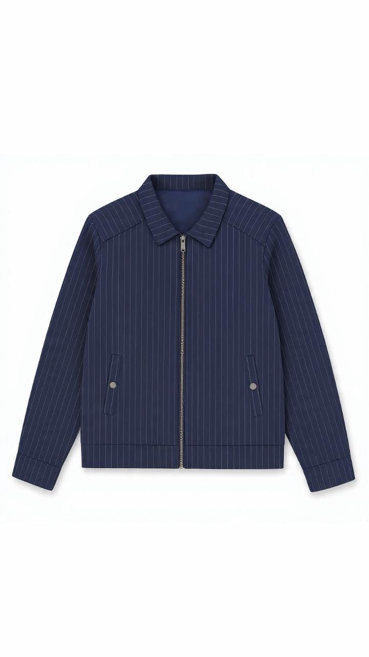Navyblue Pinstripe Zip Jacket